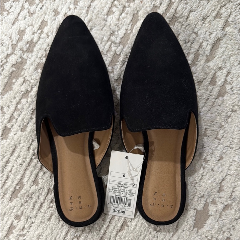 a new day Black Pointed Toe Mules